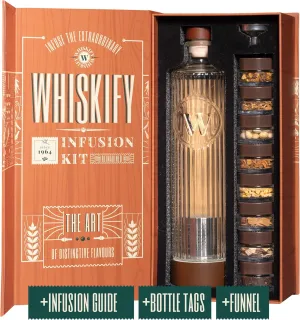 DIY Whiskey Kit by Whiskify - Complete with Botanicals, Wood Chips & Decanter for Bourbon Infusion