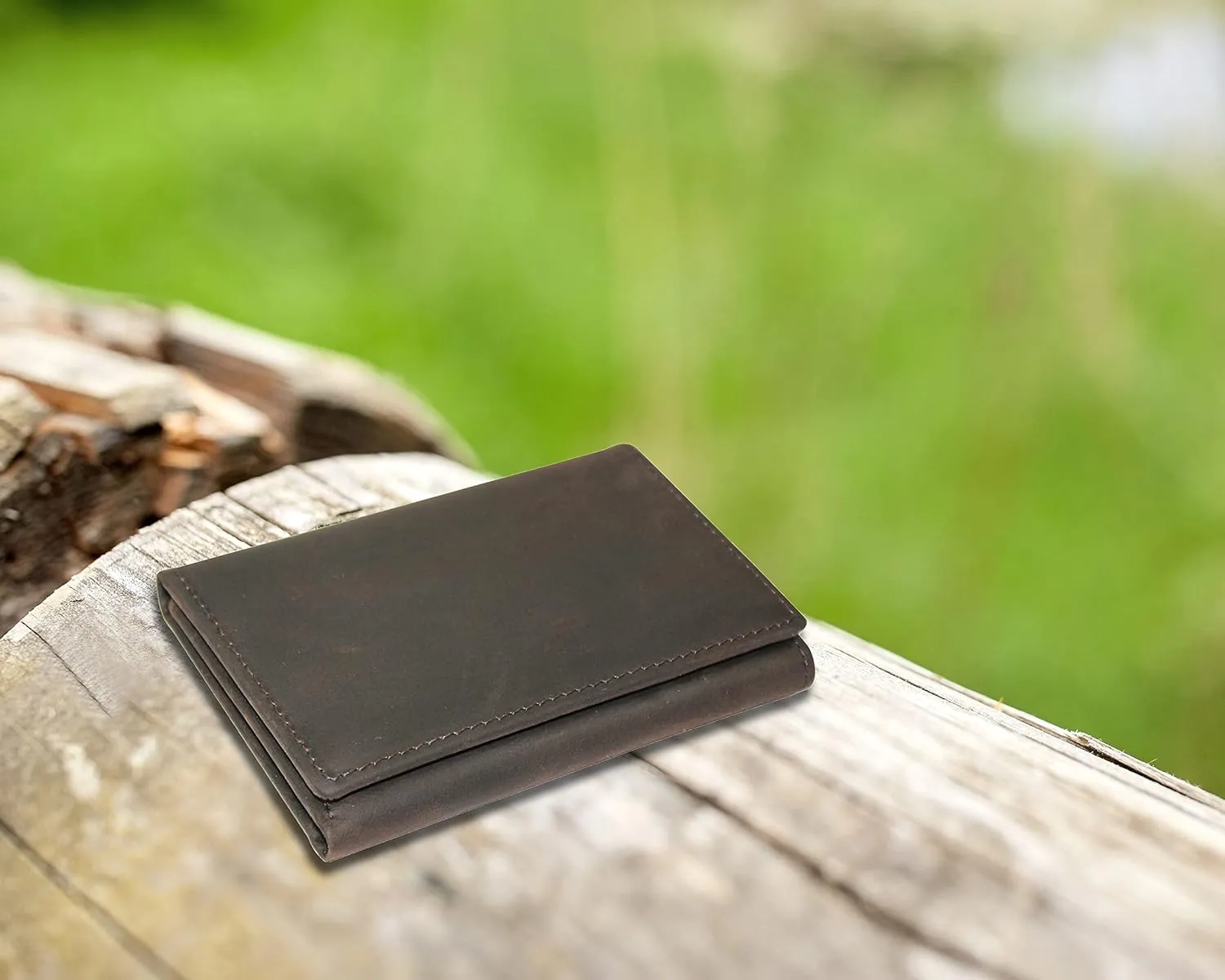 DK86 Trifold Wallet Full Grain Leather RFID Blocking Trifold Wallets for Men with ID Window Outdoor Wallet (Coffee)