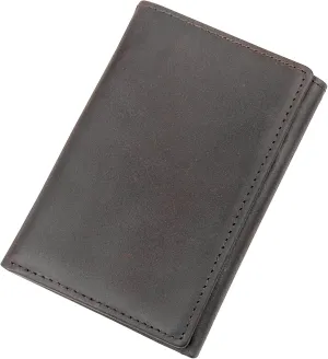 DK86 Trifold Wallet Full Grain Leather RFID Blocking Trifold Wallets for Men with ID Window Outdoor Wallet (Coffee)