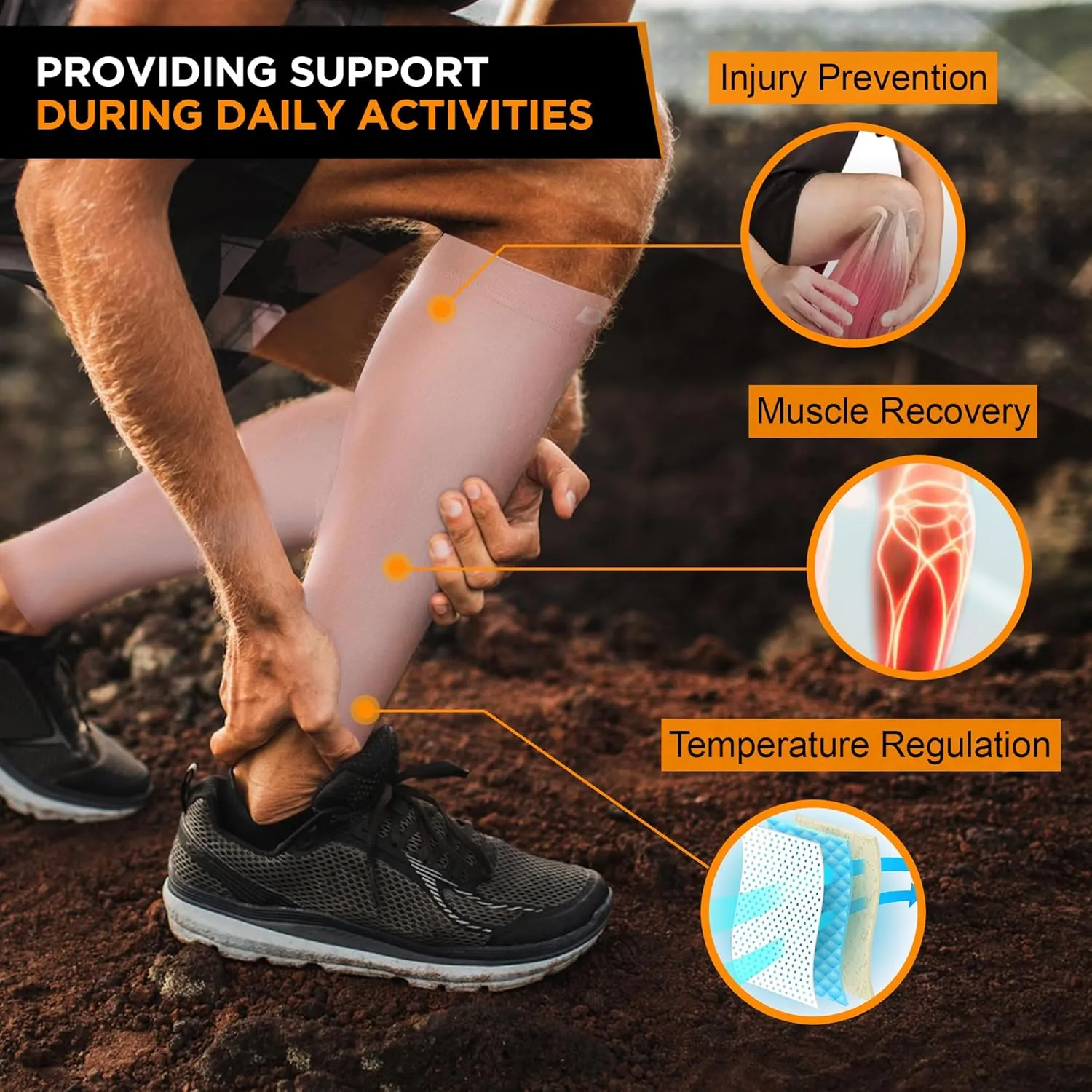 Doc Miller Compression Calf Sleeve for Men & Women, Premium Medical Grade, 20-30mmHg Graduated, Shin Splints, 1 Pair