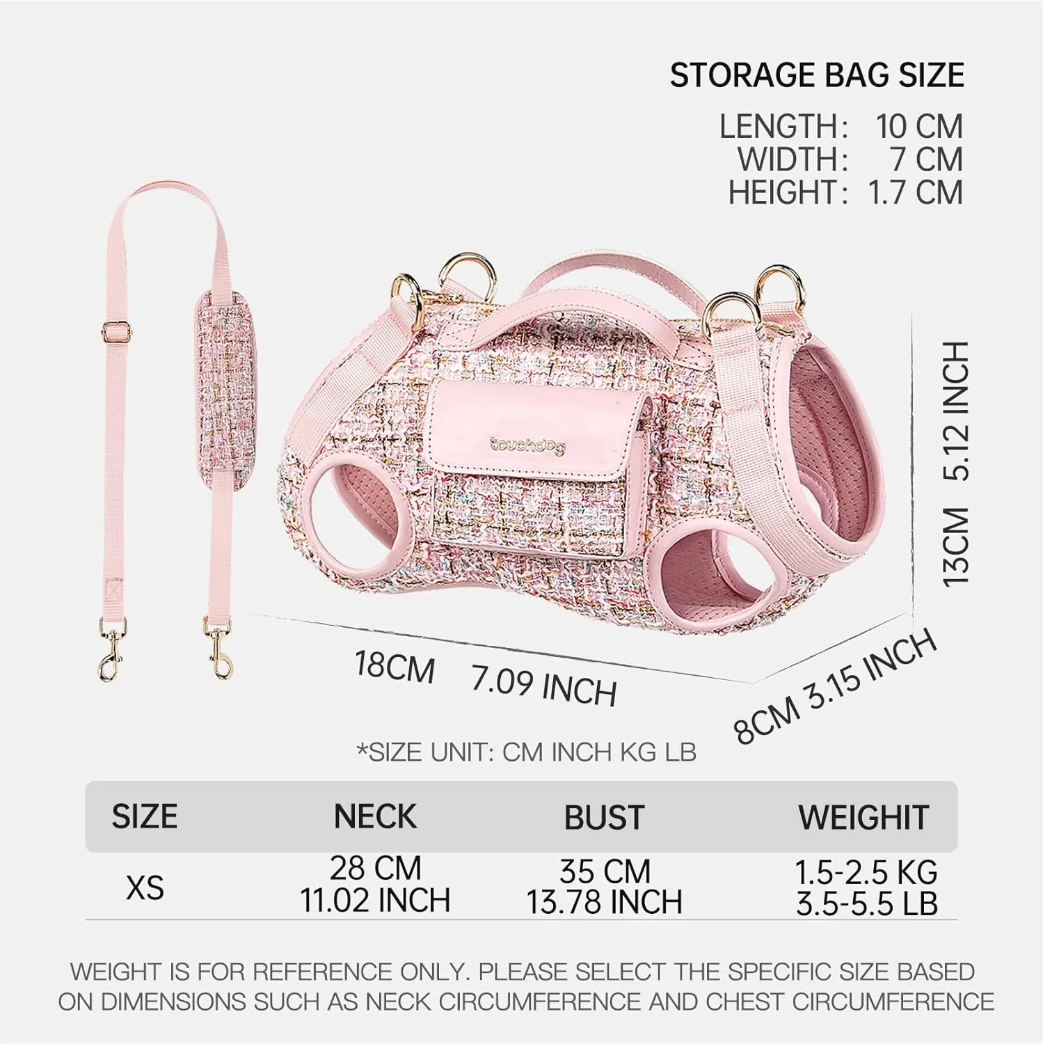 Dog Lift Harness Dog Carrier- with Soft Cushion Belt Design for Dogs/Lightweight Breathable Multi Functional, Can be Used as a Handbag (Pink, XS)