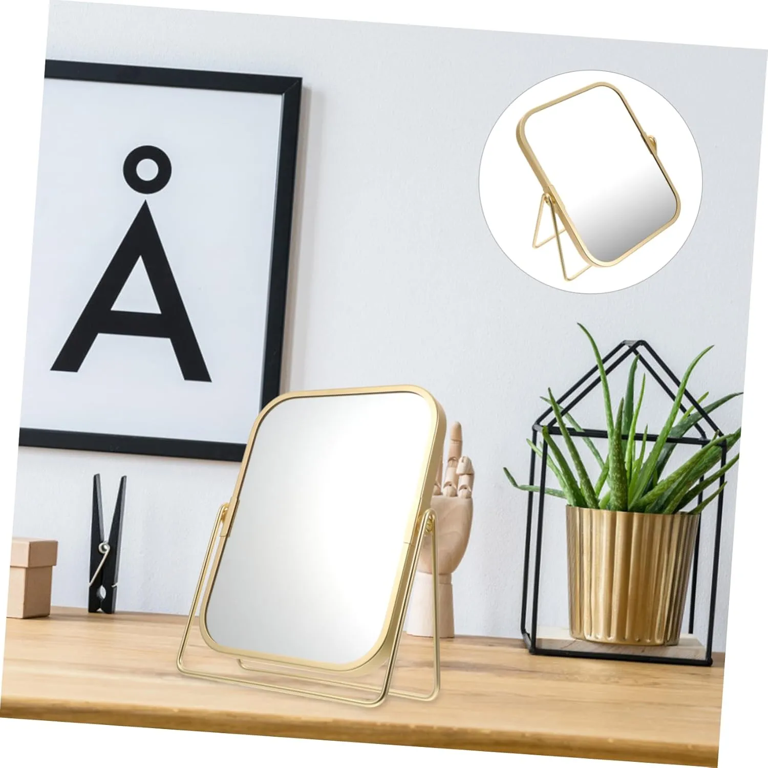 DOITOOL Luxury Makeup Mirror Metal Stand 360° Swivel for Vanities Countertops Bedrooms Stylish and Sturdy