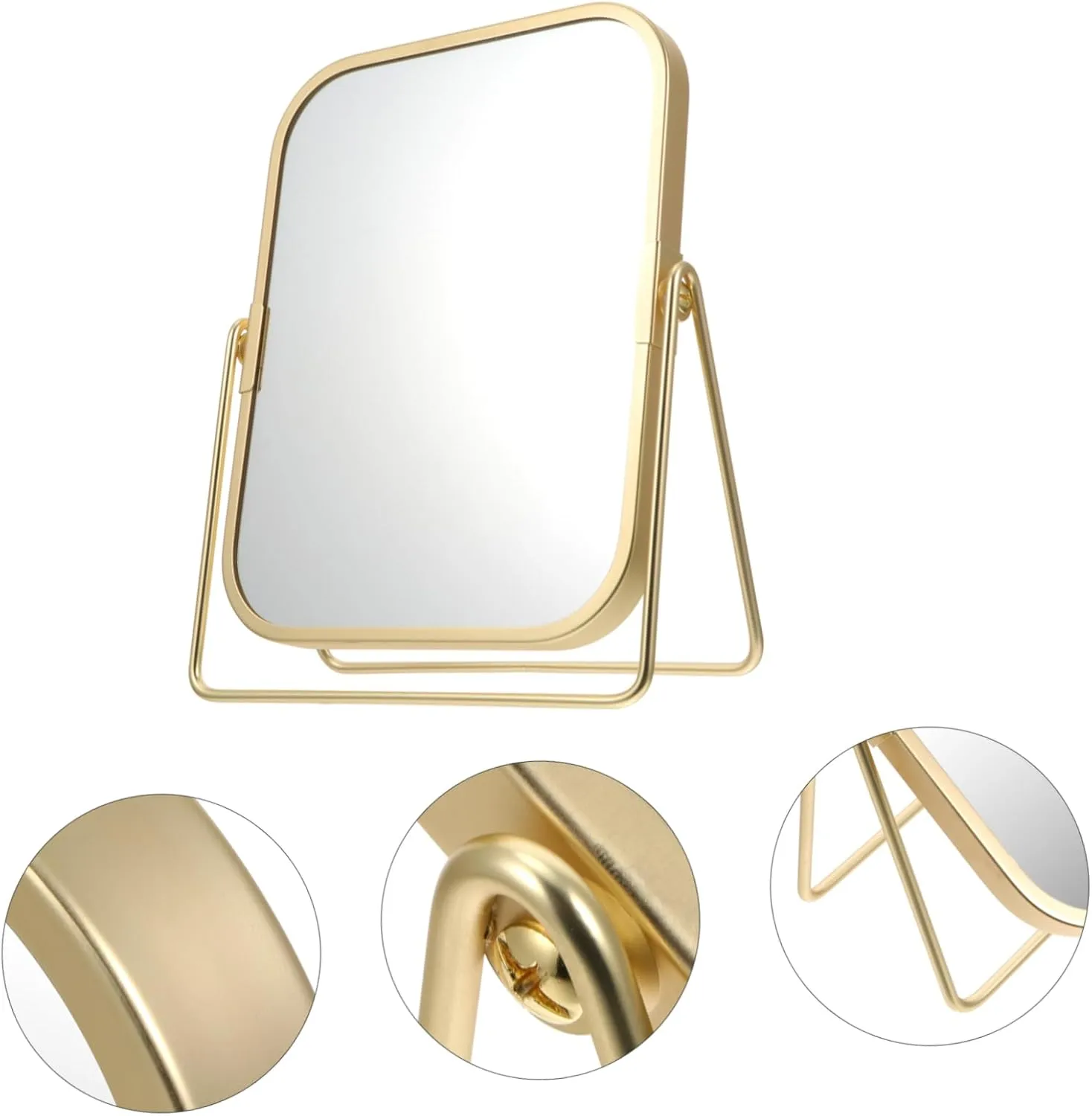 DOITOOL Luxury Makeup Mirror Metal Stand 360° Swivel for Vanities Countertops Bedrooms Stylish and Sturdy