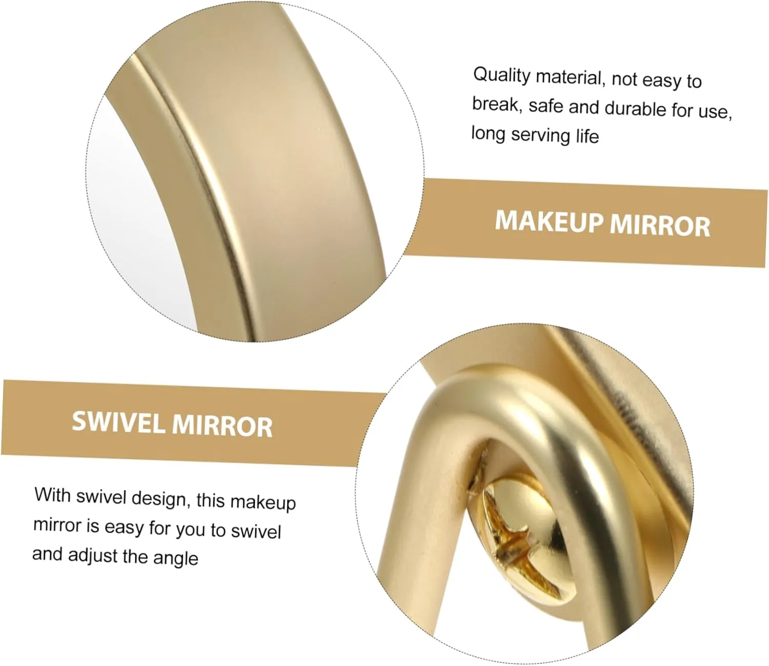 DOITOOL Luxury Makeup Mirror Metal Stand 360° Swivel for Vanities Countertops Bedrooms Stylish and Sturdy