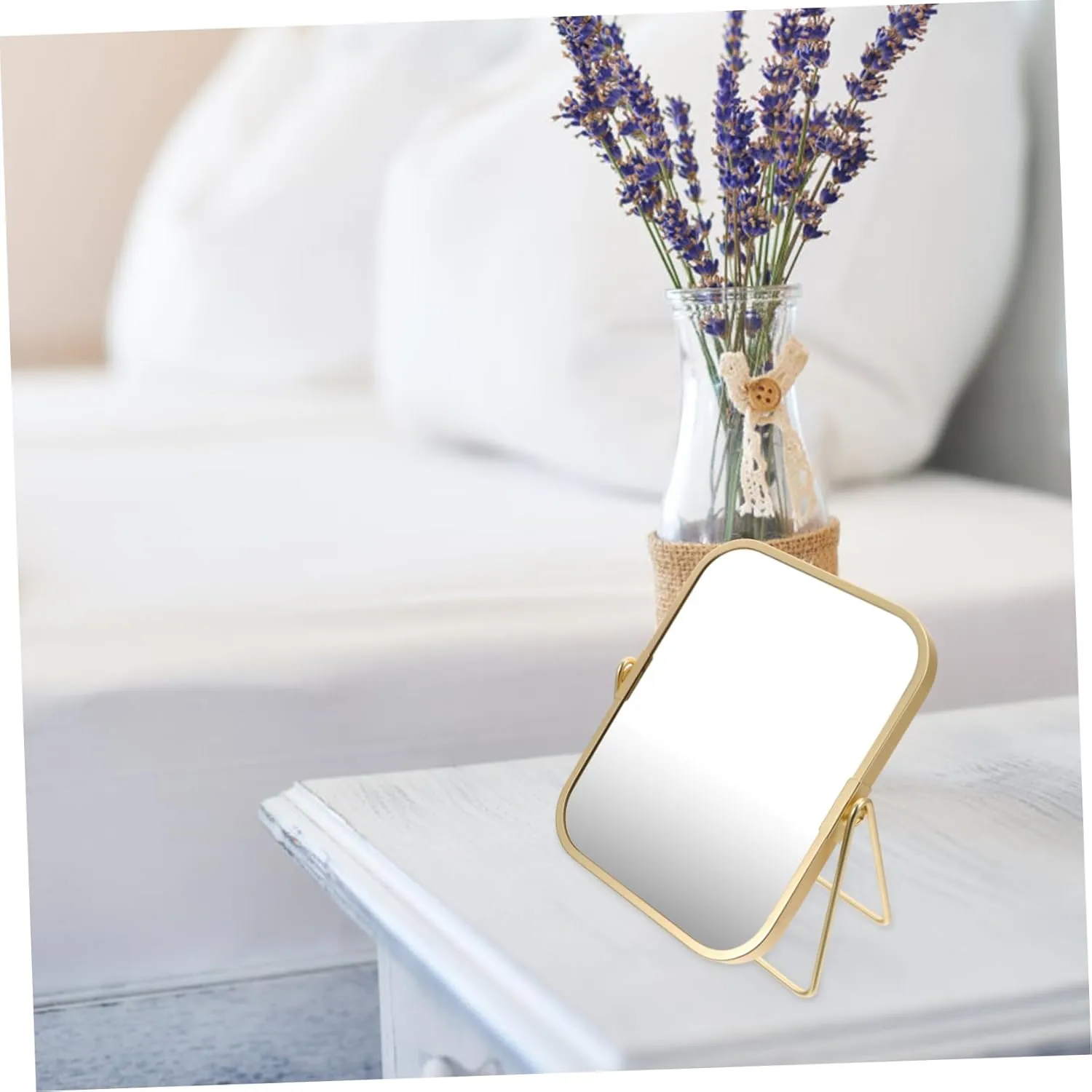 DOITOOL Luxury Makeup Mirror Metal Stand 360° Swivel for Vanities Countertops Bedrooms Stylish and Sturdy