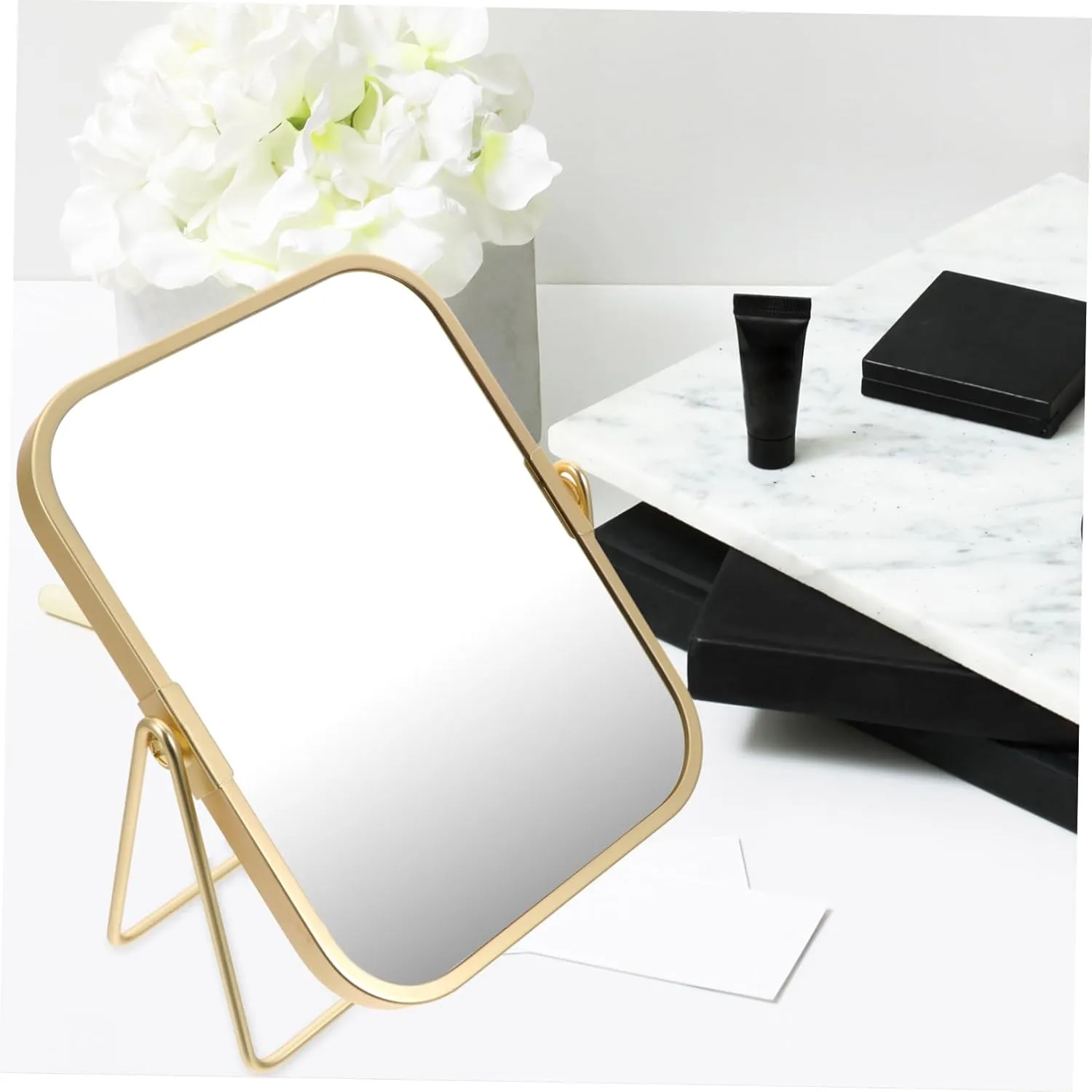 DOITOOL Luxury Makeup Mirror Metal Stand 360° Swivel for Vanities Countertops Bedrooms Stylish and Sturdy