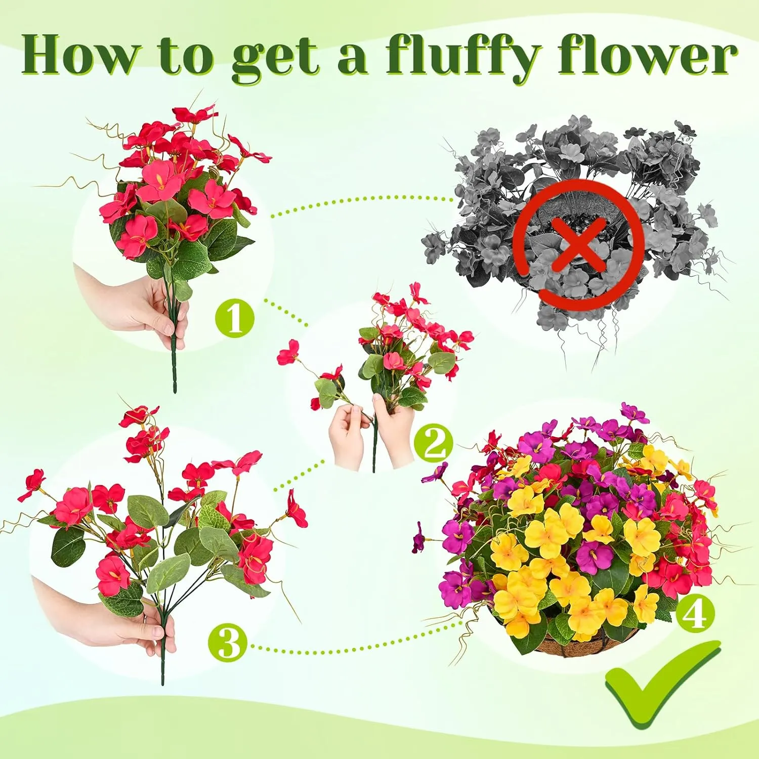 Dolicer Look Real Artificial Hanging Flowers for Outdoors, Realistic Artificial Flowers for Outdoors Basket UV Resistant Fake Hanging Flowers Plants for Porch Patio Balcony Garden