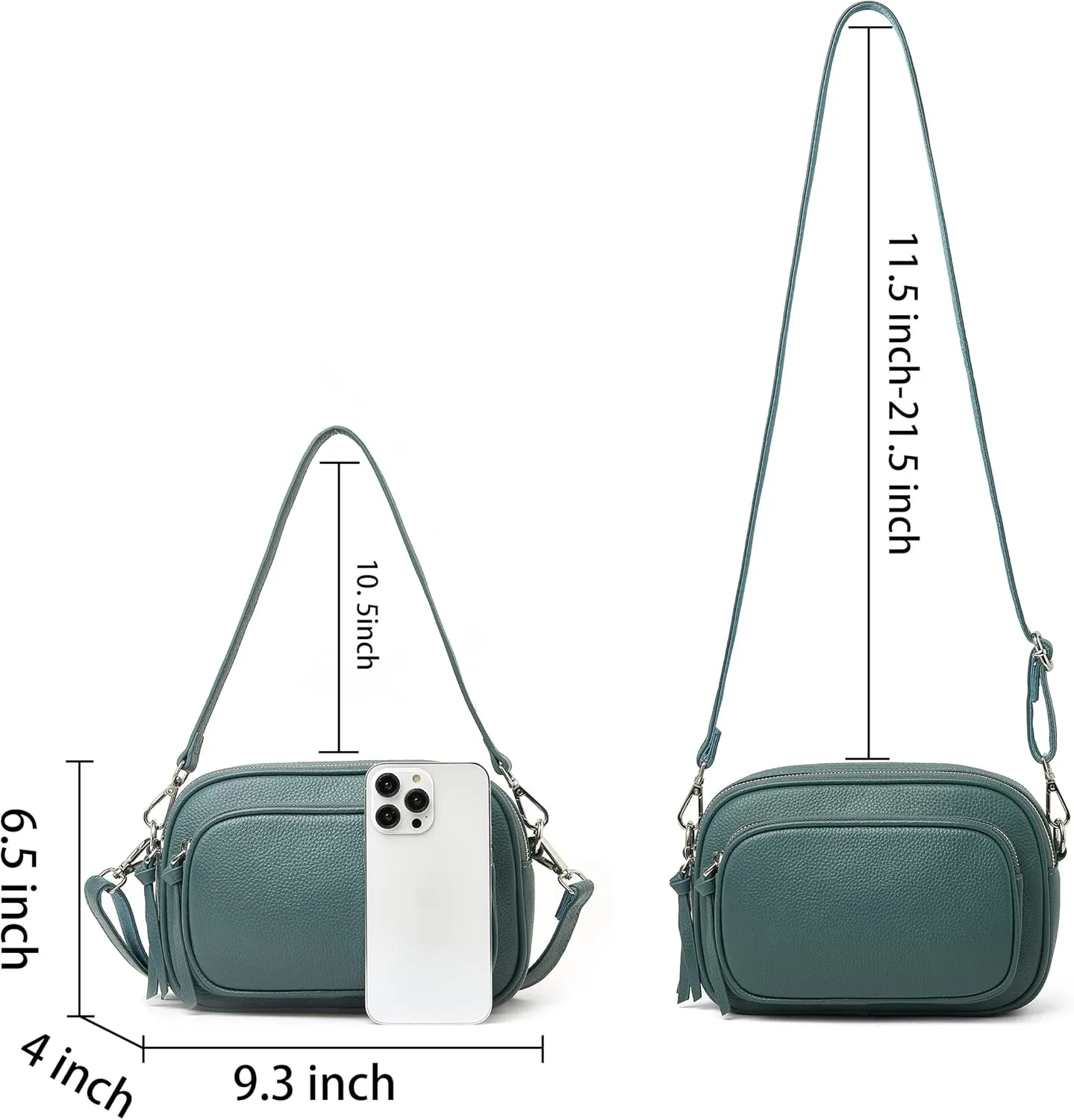 DORIS&JACKY Leather Crossbody Bag For Women Small Soft Triple Zipper Shoulder Handbags With Adjustable Strap…