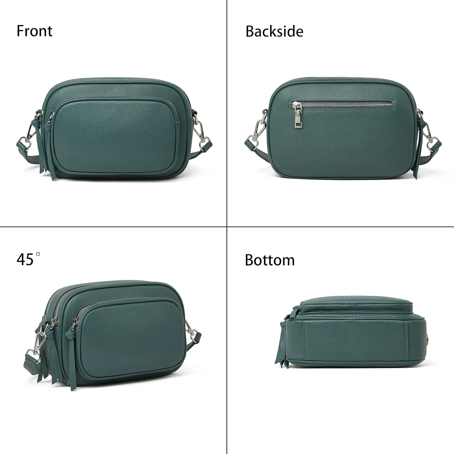 DORIS&JACKY Leather Crossbody Bag For Women Small Soft Triple Zipper Shoulder Handbags With Adjustable Strap…