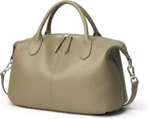 DORIS&JACKY Women Genuine Leather Top Handle Bag Premium Large Capacity Tote And Shoulder Purse