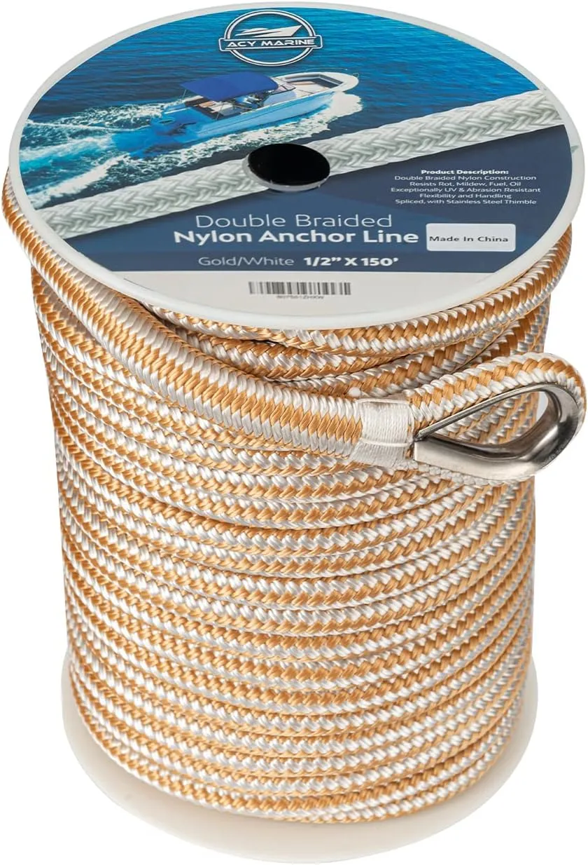 Double Braided Nylon Anchor Line with Stainless Thimble