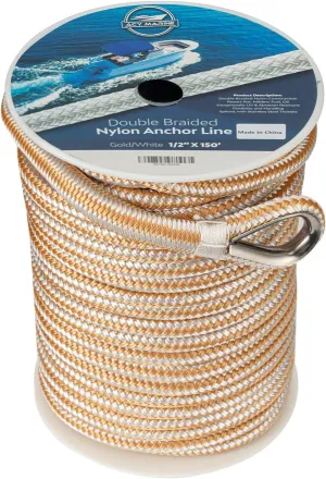 Double Braided Nylon Anchor Line with Stainless Thimble