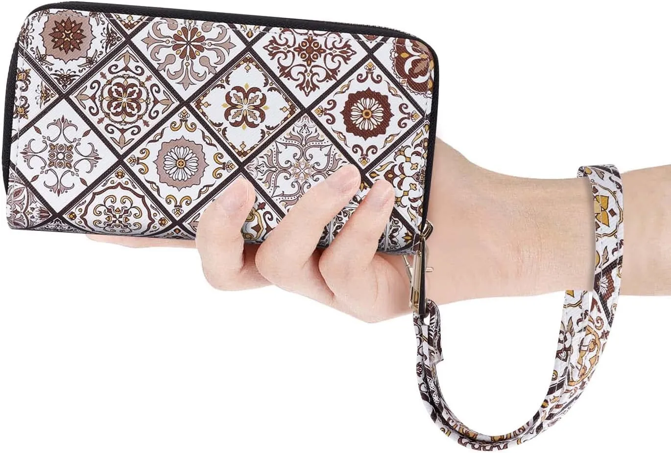 Double Zipper Wallet for Woman Clutch Purse with Cell Phone Holder for Smartphone/Card/Coin/Cash