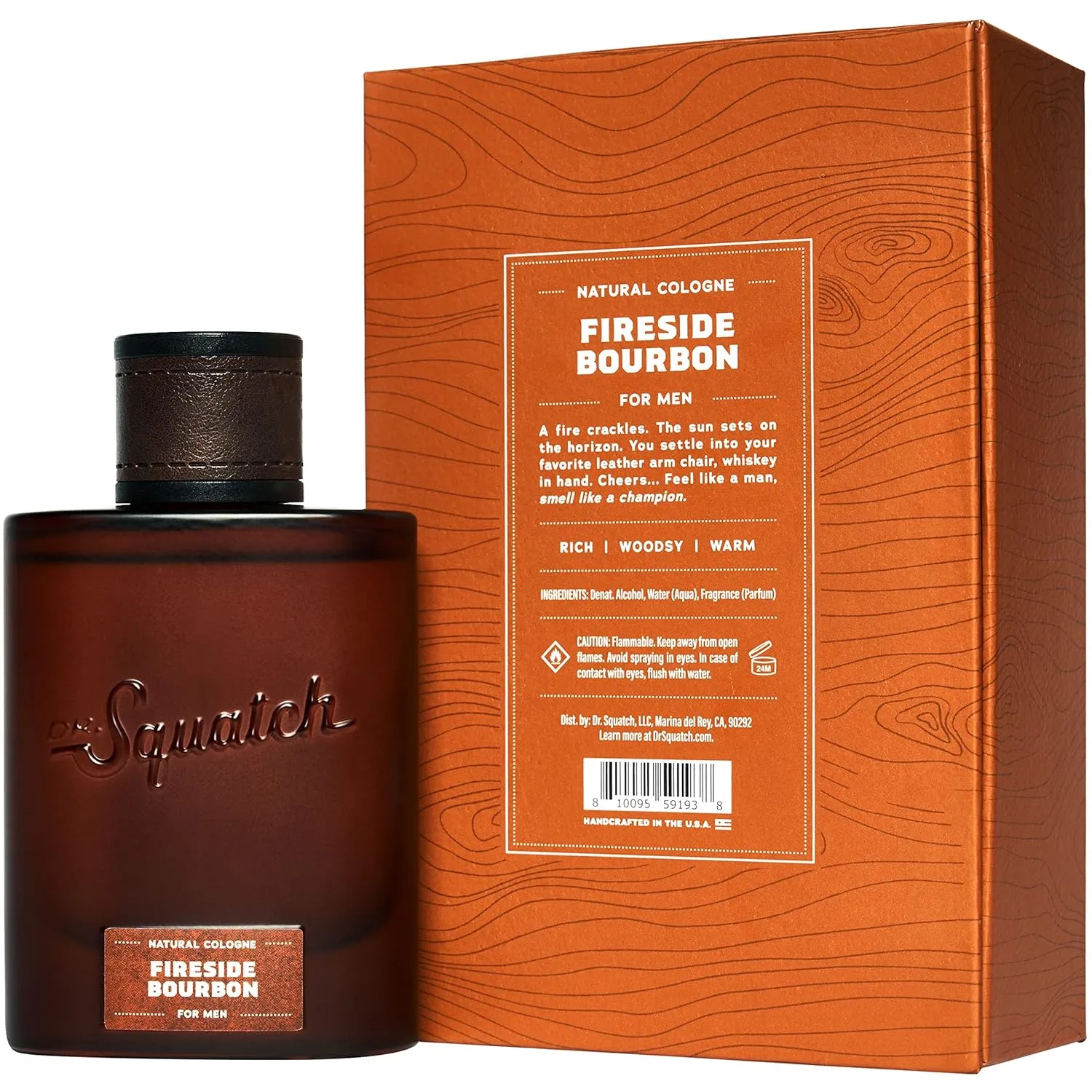 Dr. Squatch Natural Cologne for Men - Scent-Lock Technology and Sustainably-Sourced Ingredients - Fireside Bourbon Cologne (1.7 fl oz)