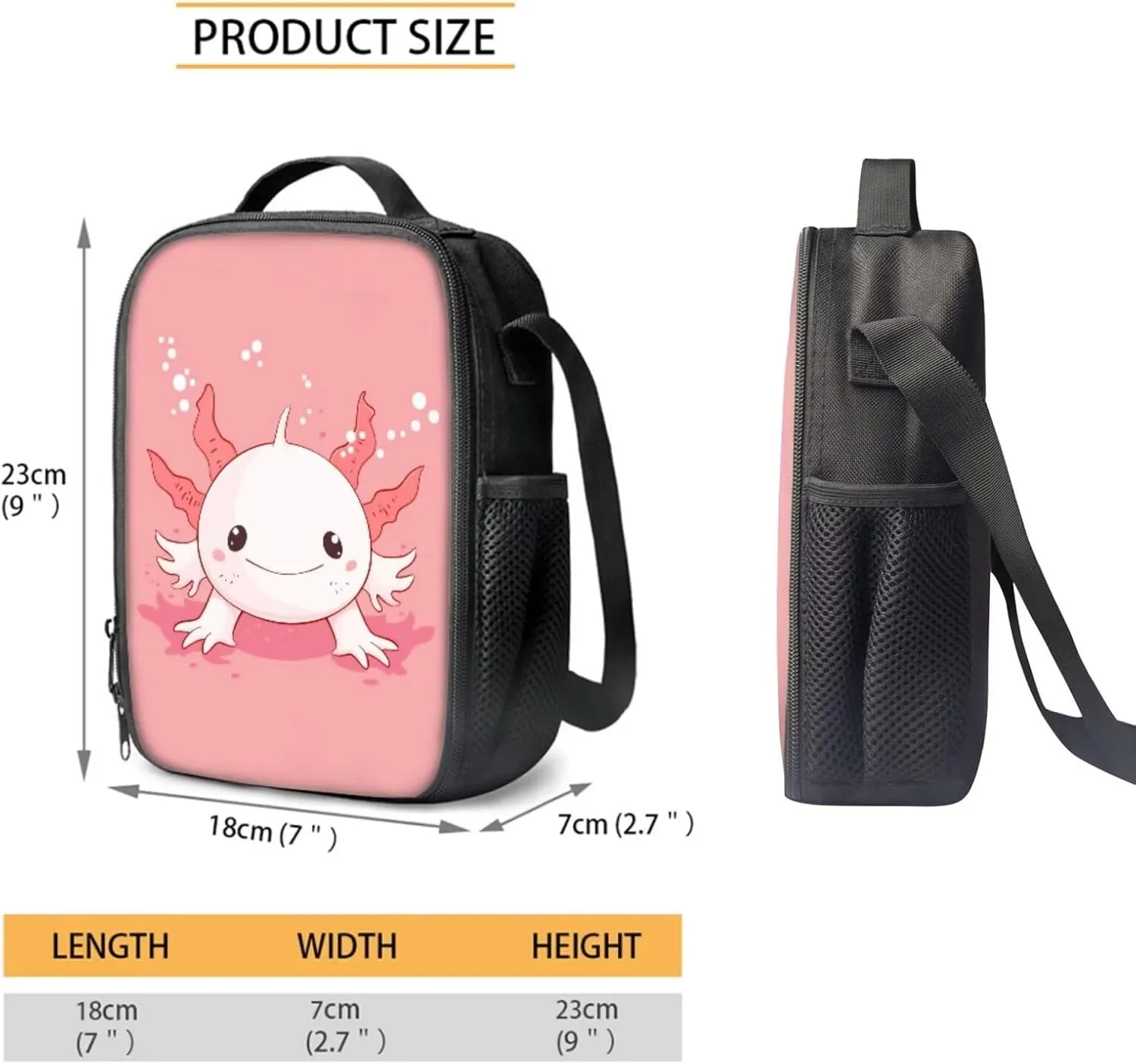 Dreaweet Axolotl Backpack for Girls with Lunch Box and Water Bottle Sleeve Pencil Case 4 In 1 Kids School Bag Set Pink Cute Animal Book Bag 5th Grade Bookbag Lunch Bag Combo