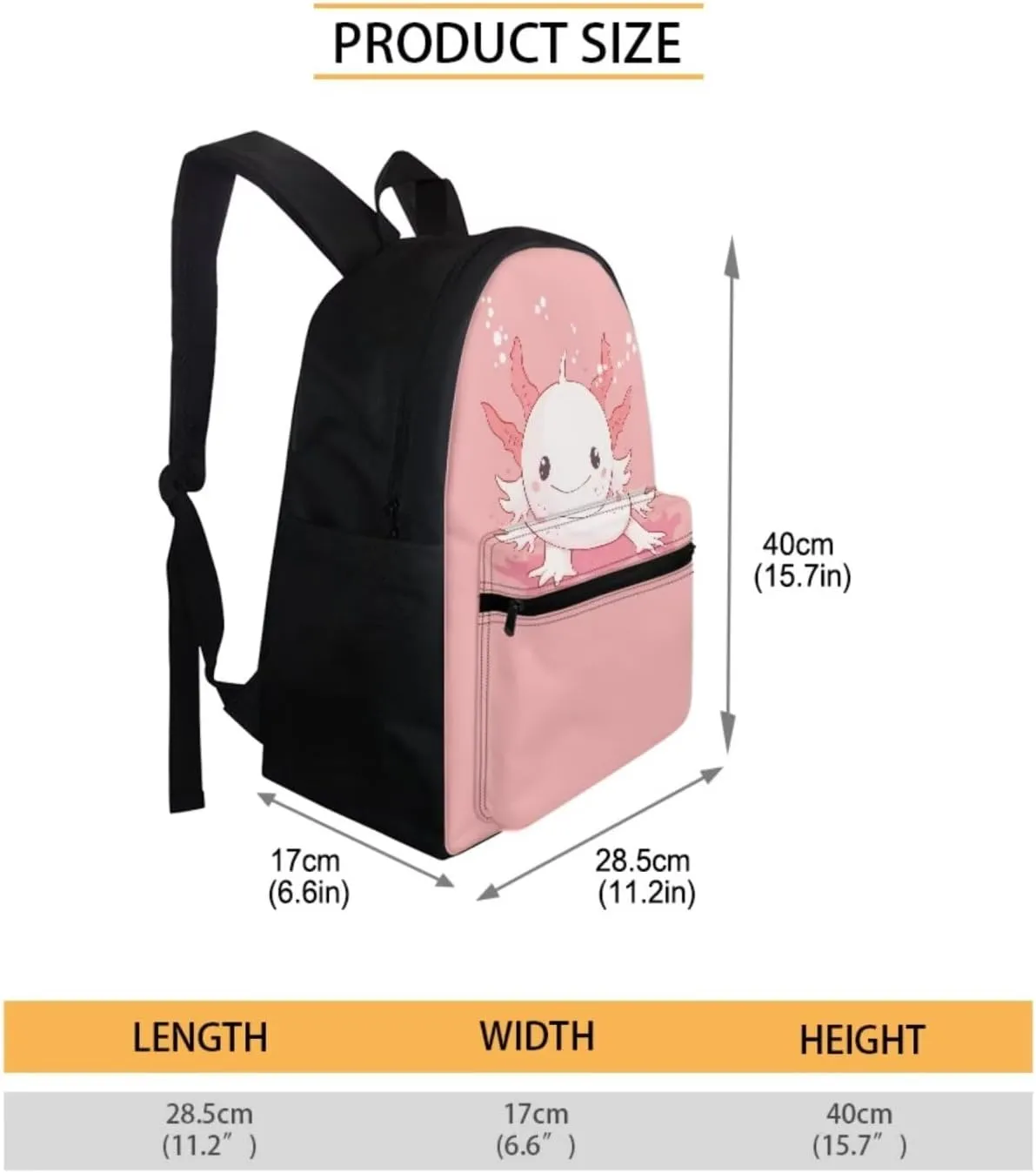 Dreaweet Axolotl Backpack for Girls with Lunch Box and Water Bottle Sleeve Pencil Case 4 In 1 Kids School Bag Set Pink Cute Animal Book Bag 5th Grade Bookbag Lunch Bag Combo