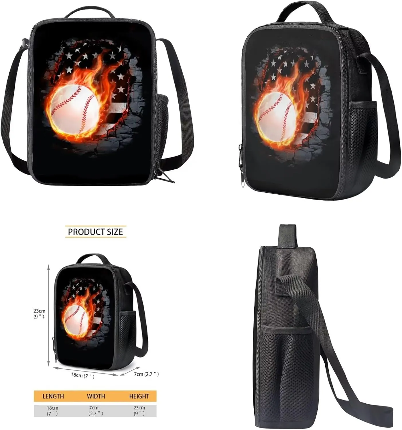 Dreaweet Baseball Backpack with Lunch Box for Boys 8-12 Book Bag Lunch Bag Combo Girls Bookbag Set Age 10-12 Kids School Bag with Lunchbox Water Bottle Sleeve Pencil Case 4 In 1