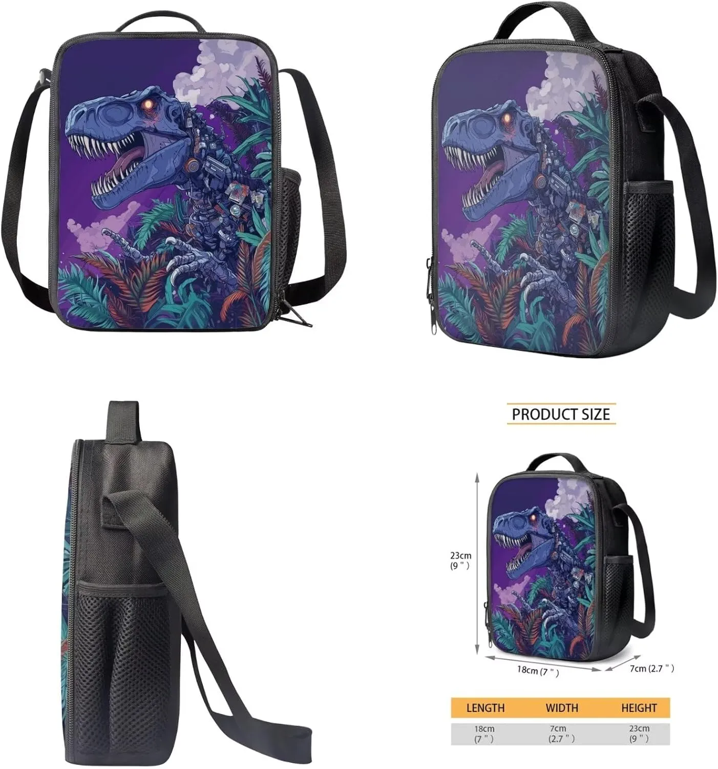 Dreaweet Cyber Dinosaur Bookbag for Kids 8-12 Boys Backpack with Lunchbox and Pencil Case & Water Bottle Sleeve 4 in 1 Elementary School Bag Set 4th Grade/5th Grade School Supplies