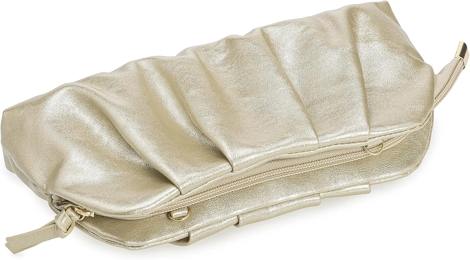 Dressy PU Clutch Purse for Women Formal Soft Pleated Vegan Leather Evening Bag for Wedding/Prom/Cocktail Party