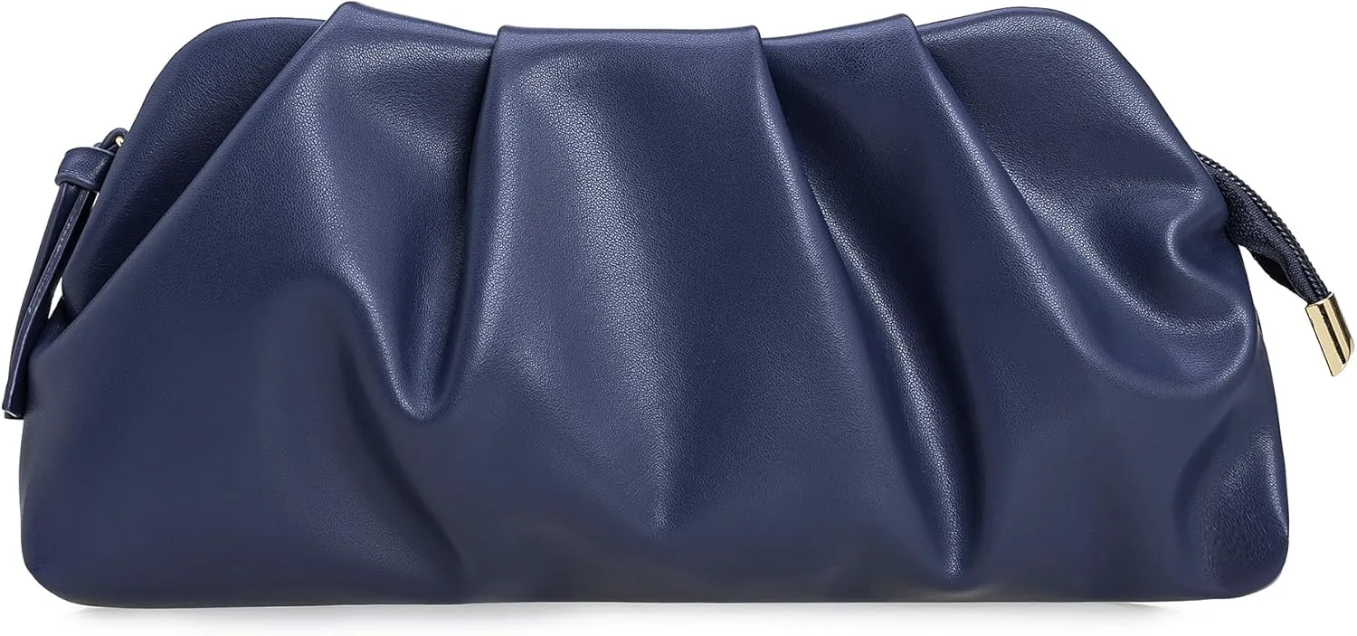 Dressy PU Clutch Purse for Women Formal Soft Pleated Vegan Leather Evening Bag for Wedding/Prom/Cocktail Party
