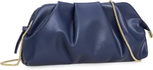 Dressy PU Clutch Purse for Women Formal Soft Pleated Vegan Leather Evening Bag for Wedding/Prom/Cocktail Party