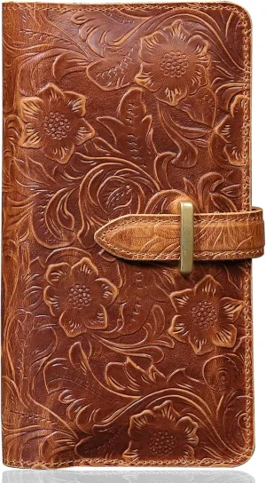 Dual phone Holster, Genuine Leather Shock-proof Wallet,Flip Folio Cover with Card Slot, Universal phone bag/Handbag，RFID Blocking Safe and durable for Applicable to mobile phones ≤6.8 in.