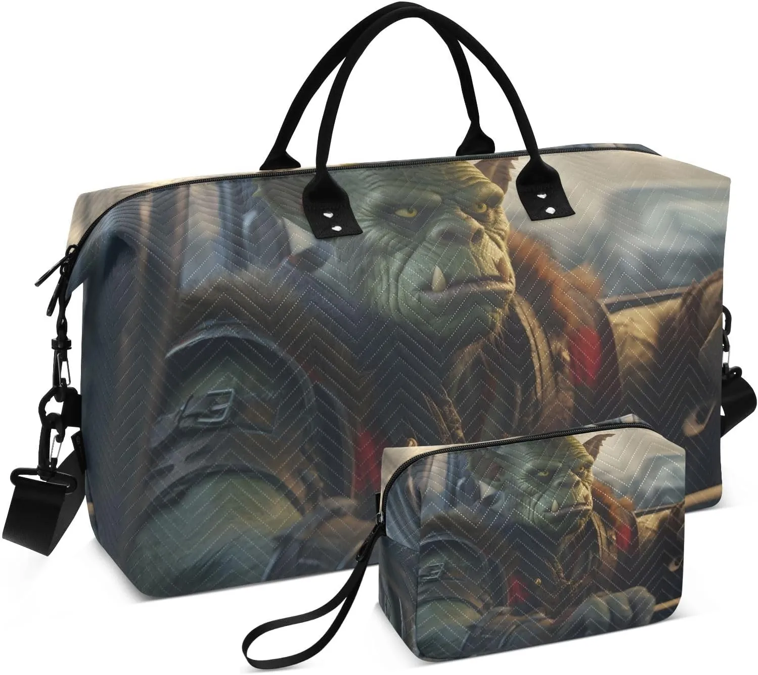 Duffel Bag Set for Travel Gym Sport, Weekender Bag Carry on Overnight Bags for Women Men-Cartoon Monster Print