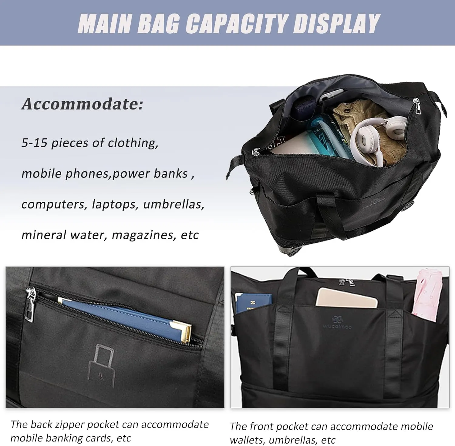 Duffle Bag with Wheels,Foldable Duffle Bag for Travel,Large Suitcases with Wheels,Foldable Travel Bag,Expandable Luggage,Carry on Luggage for Women Men (Sky blue)