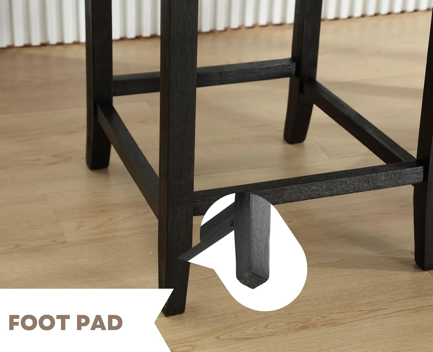 EALSON Counter Height Bar Stools Set of 2 Farmhouse Barstools with Rattan Back Comfortable Leather Upholstered Bar Chairs Mid Century Wood Breakfast Bar Stool Chairs for Kitchen Island, Black 26 Inch