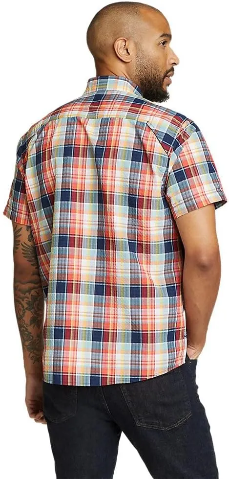Eddie Bauer mens Pack It Seersucker Short-sleeve Shirt
