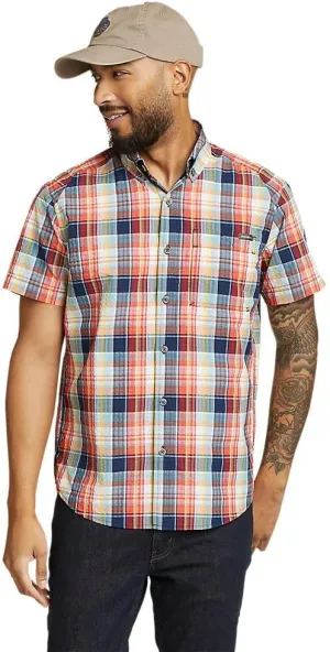 Eddie Bauer mens Pack It Seersucker Short-sleeve Shirt