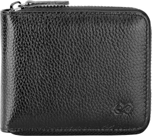 EE Men's Leather Zipper Wallet RFID Blocking Zip Around Wallet Bifold Multi Card Holder Purse black2