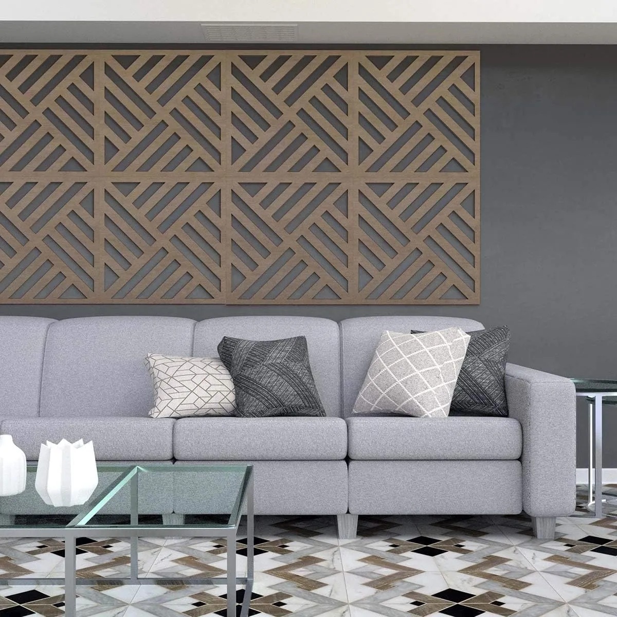 Ekena Millwork WALW16X16X0375SHFAL Sheffield 3/8"T Decorative Fretwork Wall Panels, 15 3/8"W X 15 3/8"H, Alder
