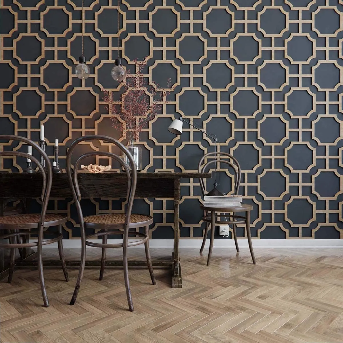Ekena Millwork WALW16X16X0375SHFAL Sheffield 3/8"T Decorative Fretwork Wall Panels, 15 3/8"W X 15 3/8"H, Alder