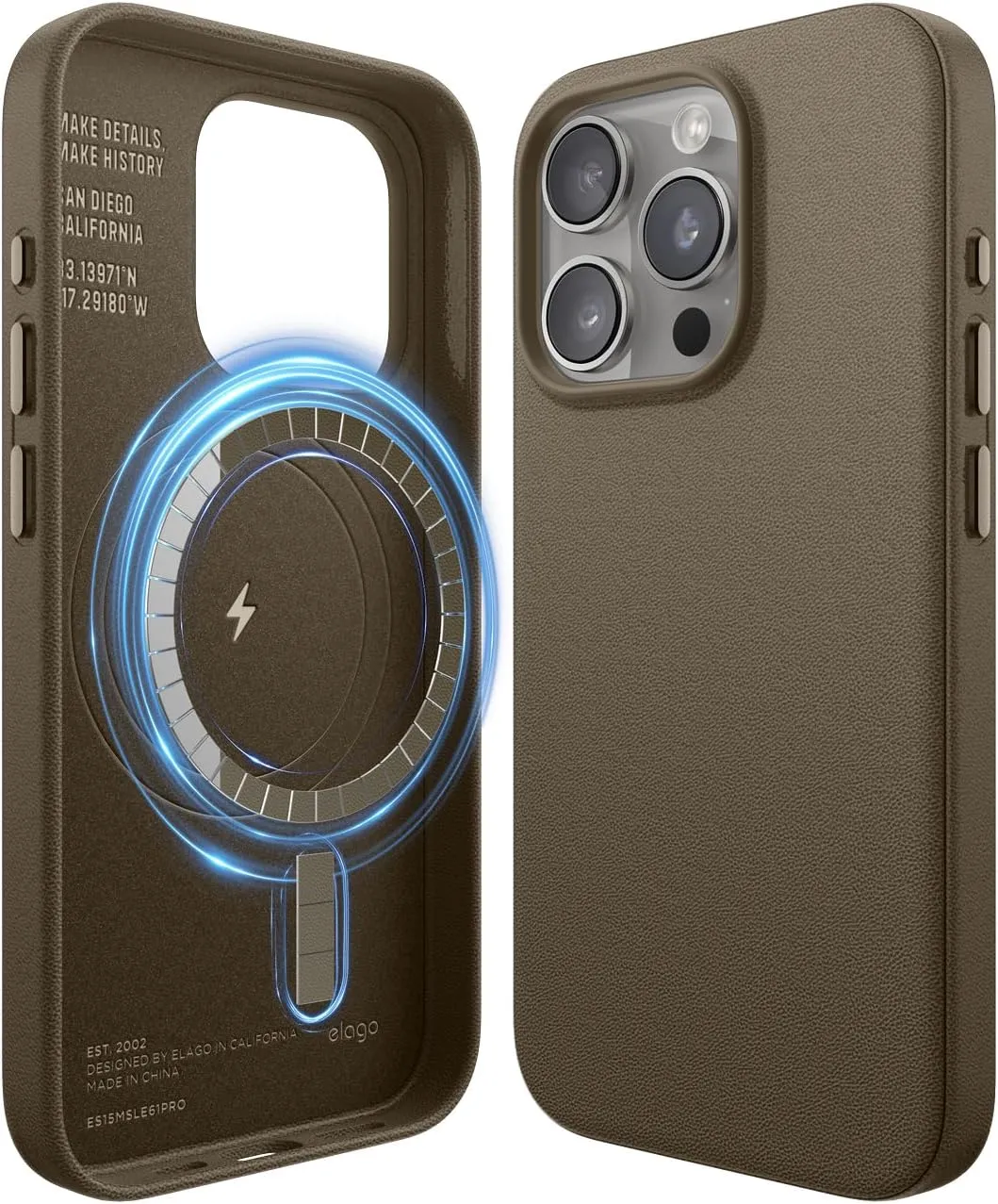 elago iPhone 15 Pro Case Cover Magnetic Leather [MagSafe]