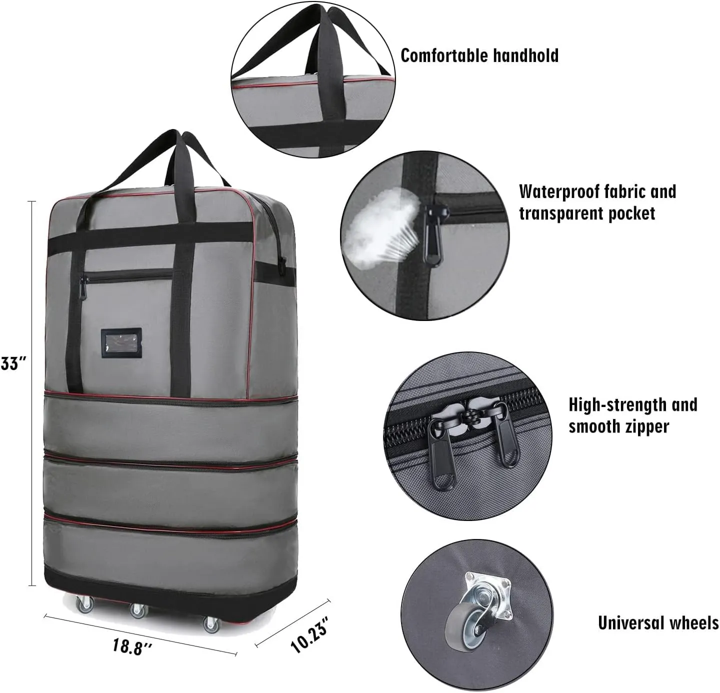 ELDA Expandable Foldable Suitcase Luggage with Universal Wheels Rolling Travel Bag Duffel Bag for Men Women Large Capacity Lightweight Luggages