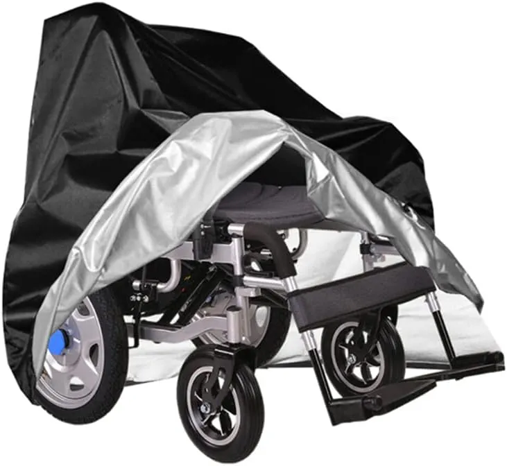 Electric Wheel Chair Cover Waterproof Mobility Scooter Storage Cover for Travel Power Wheelchair Dust Protective Cover with Adjustable Drawstring (39" L x 29.5" W x 39" H, Black)