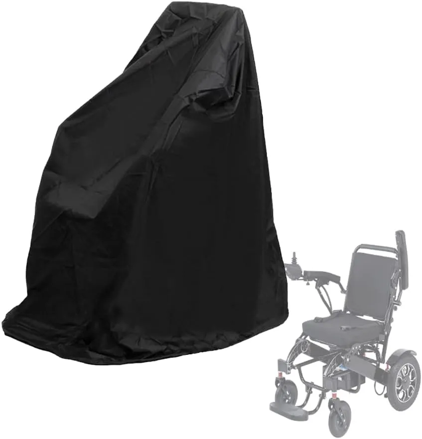Electric Wheel Chair Cover Waterproof Mobility Scooter Storage Cover for Travel Power Wheelchair Dust Protective Cover with Adjustable Drawstring (39" L x 29.5" W x 39" H, Black)