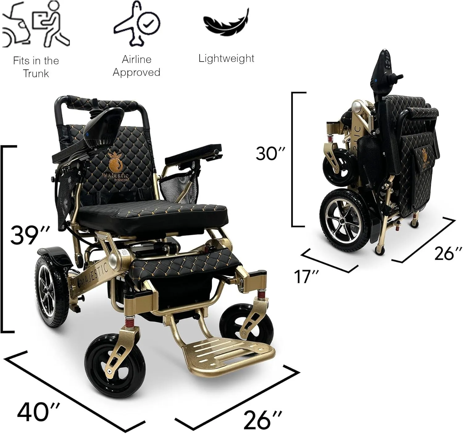 Electric Wheelchairs for Adults, 350 lbs Capacity, Up to 13 Miles Range, Lightweight Wheelchair for Seniors,Remote Controlled Wheel Chair, All Terrain, Airline and Cruise Approved, IQ-7000 by Majestic