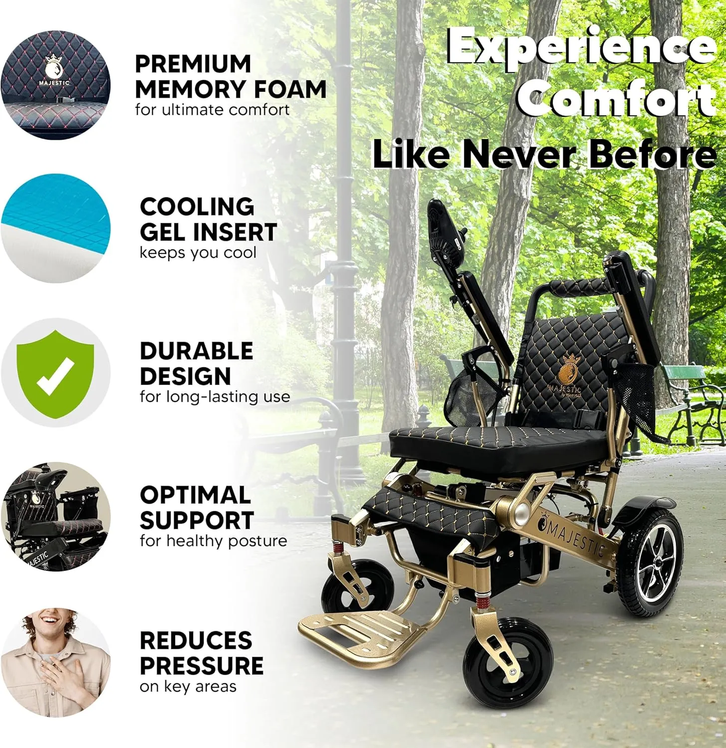 Electric Wheelchairs for Adults, 350 lbs Capacity, Up to 13 Miles Range, Lightweight Wheelchair for Seniors,Remote Controlled Wheel Chair, All Terrain, Airline and Cruise Approved, IQ-7000 by Majestic