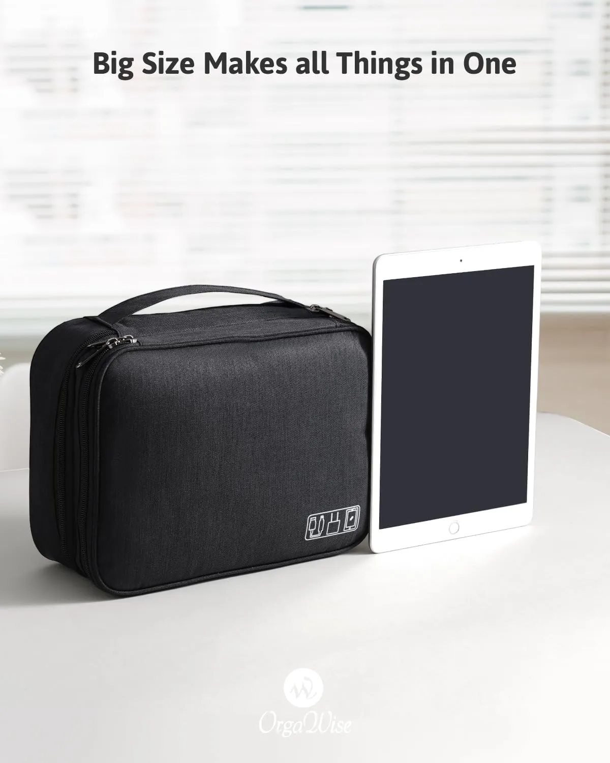 Electronics Organizer, OrgaWise Electronic Accessories Bag Travel Cable Organizer Three-Layer for iPad Mini, Kindle, Hard Drives, Cables, Chargers
