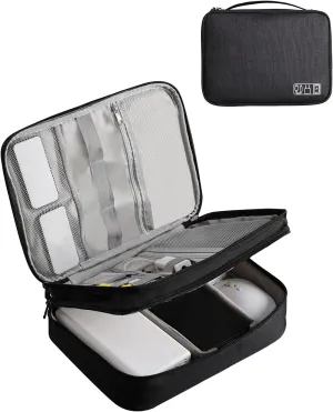 Electronics Organizer, OrgaWise Electronic Accessories Bag Travel Cable Organizer Three-Layer for iPad Mini, Kindle, Hard Drives, Cables, Chargers