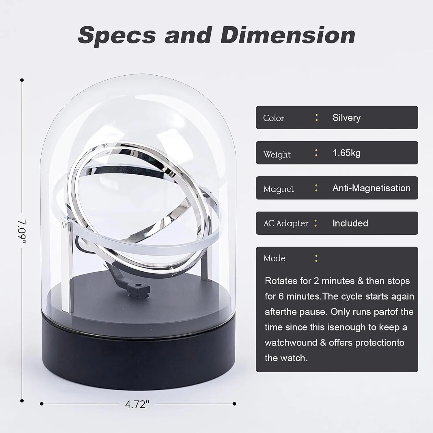 Elegant Design Household Automatic Watch Winder Box for Mechanical Watch,360 Degrees Rotating Watch Case with Quiet Motor,Luxury Glass Watch Winder Storage Box