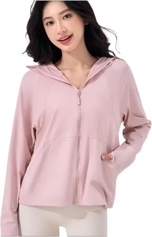 Ellniges]Stylish Women's Outdoor Protection Jacket - Lightweight, Breathable UV Blocker with Thumb Holes & Detachable Hood for Beach & Daily Wear【UV Protection】【Quick-Dry】