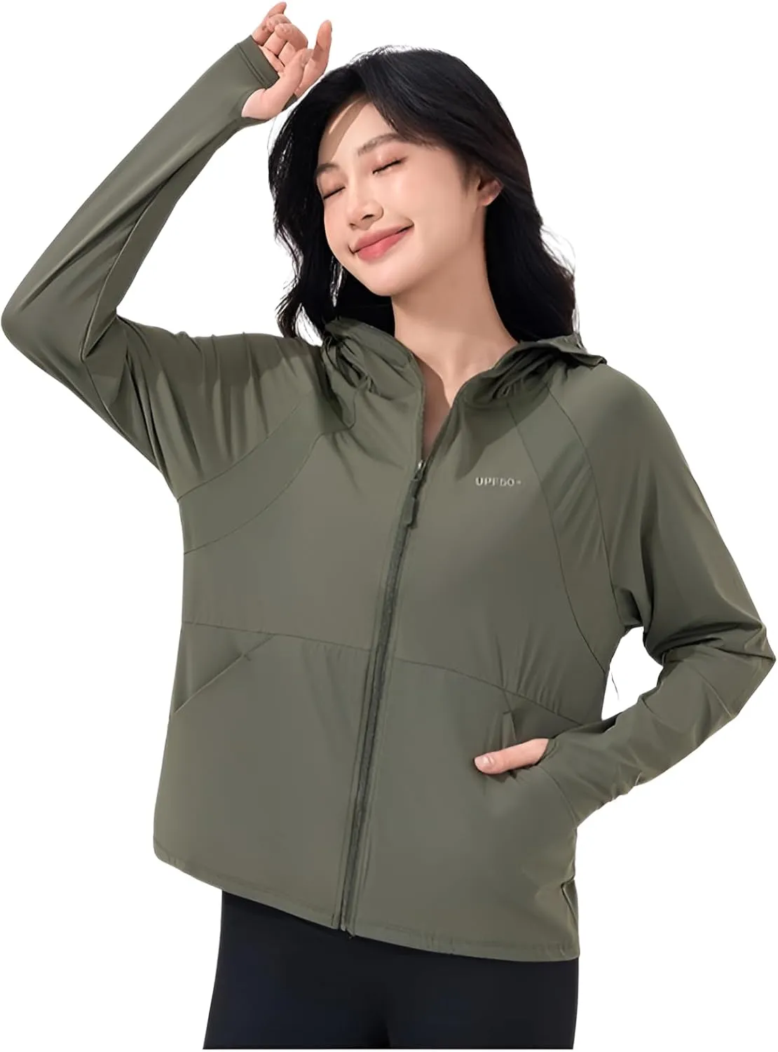 Ellniges]Stylish Women's Outdoor Protection Jacket - Lightweight, Breathable UV Blocker with Thumb Holes & Detachable Hood for Beach & Daily Wear【UV Protection】【Quick-Dry】