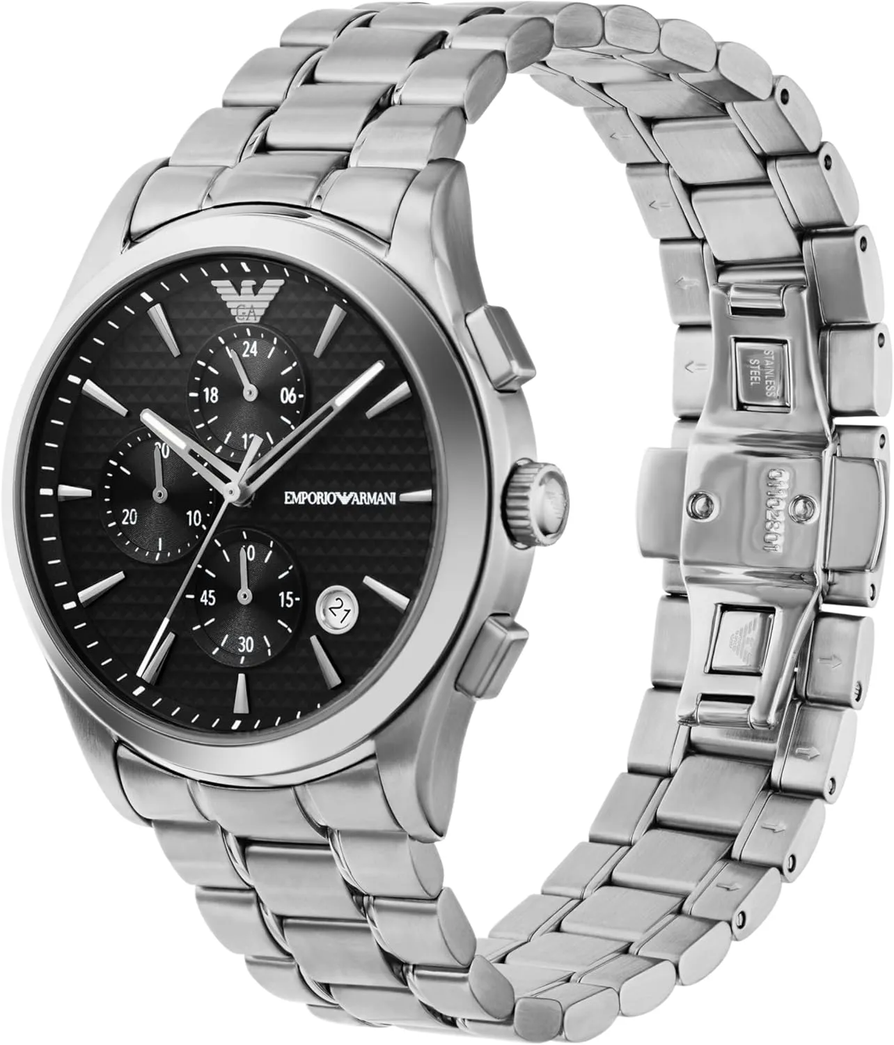 Emporio Armani Men's Stainless Steel Chronograph Dress Watch with Steel or Leather Band