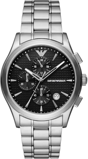 Emporio Armani Men's Stainless Steel Chronograph Dress Watch with Steel or Leather Band