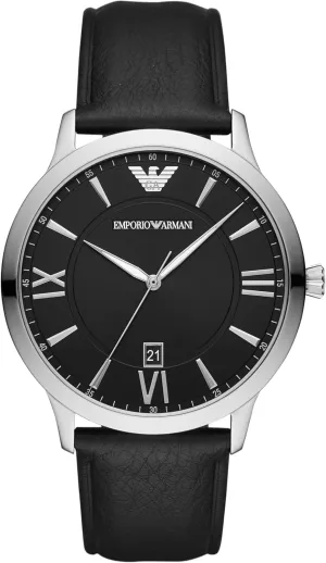 Emporio Armani Men's Three-Hand Leather Watch