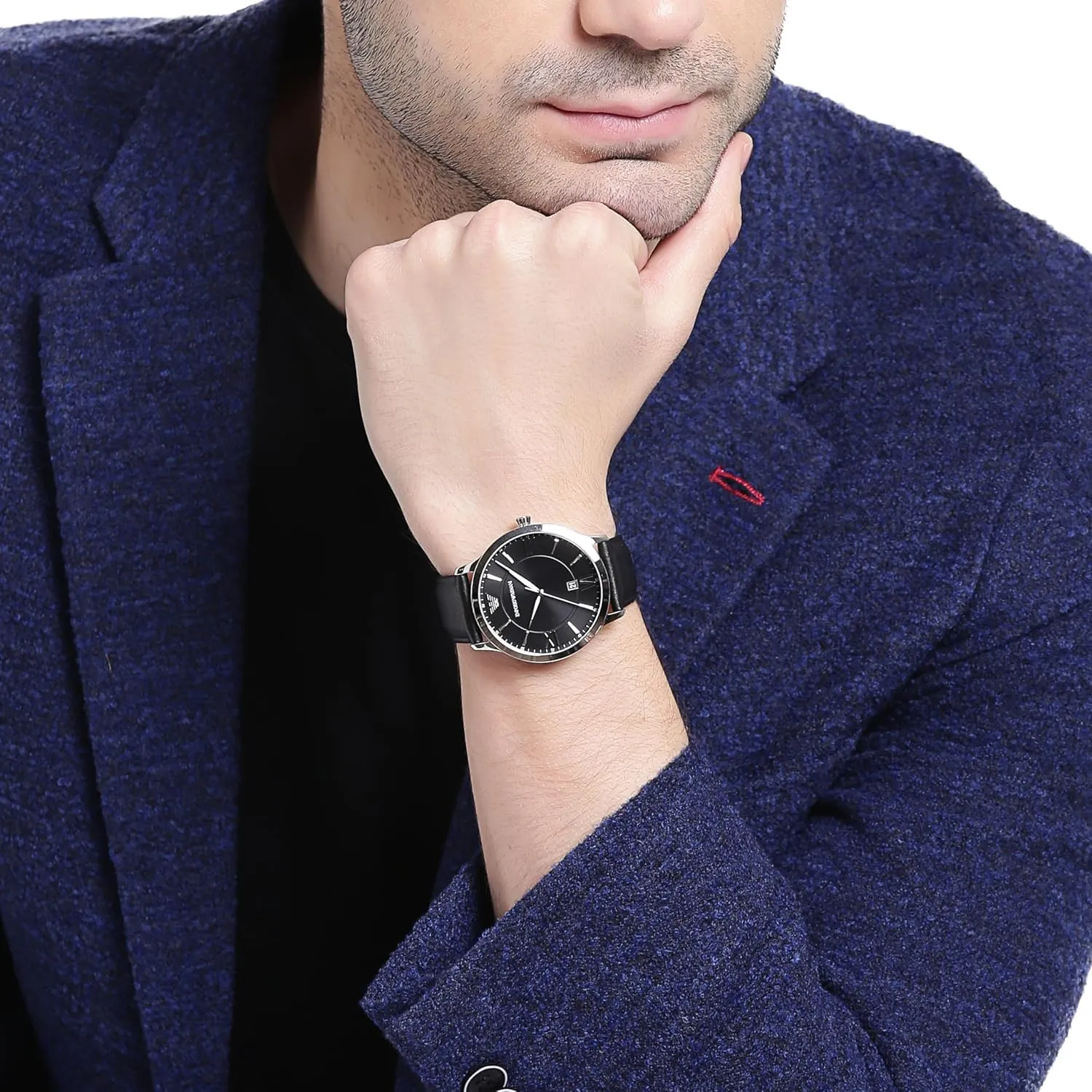 Emporio Armani Men's Three-Hand Leather Watch