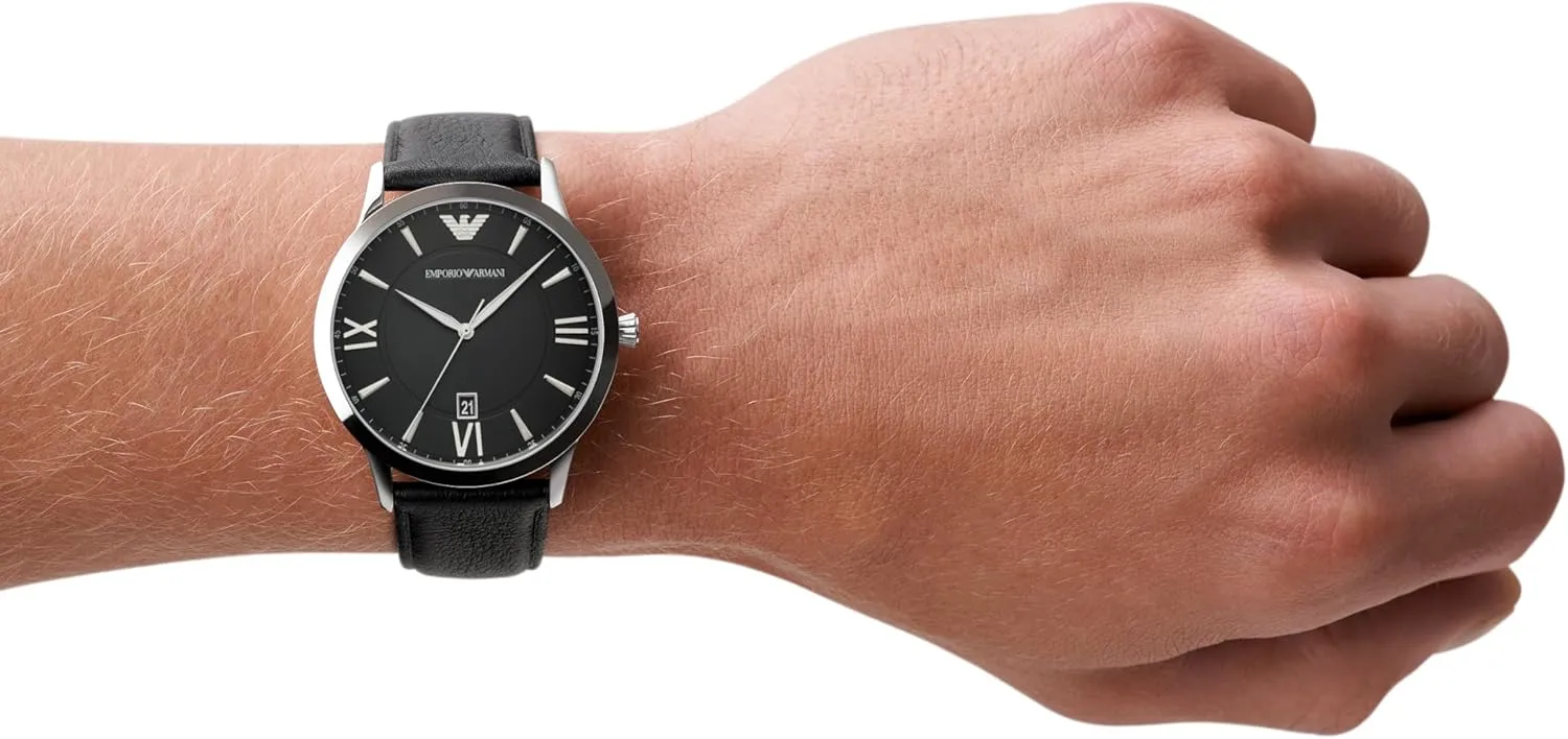 Emporio Armani Men's Three-Hand Leather Watch